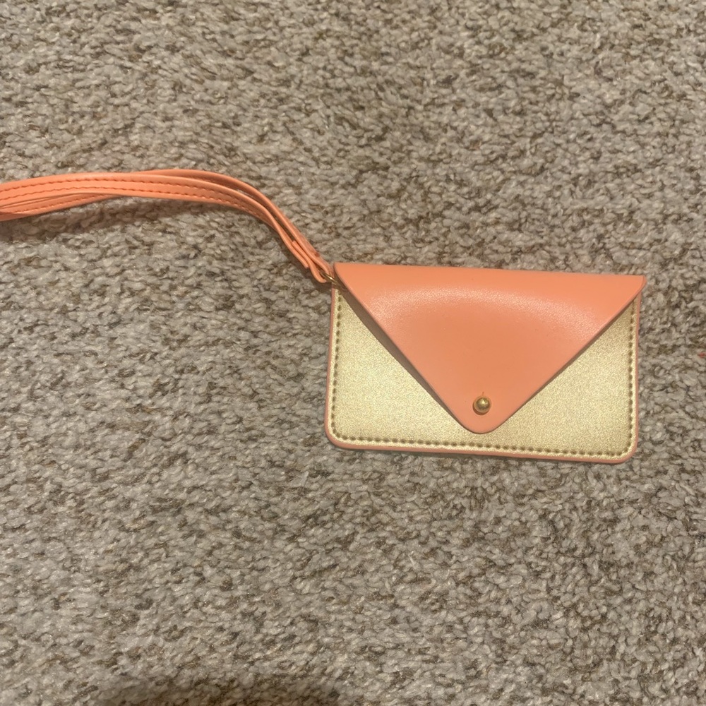 Gold and Coral Luggage tag